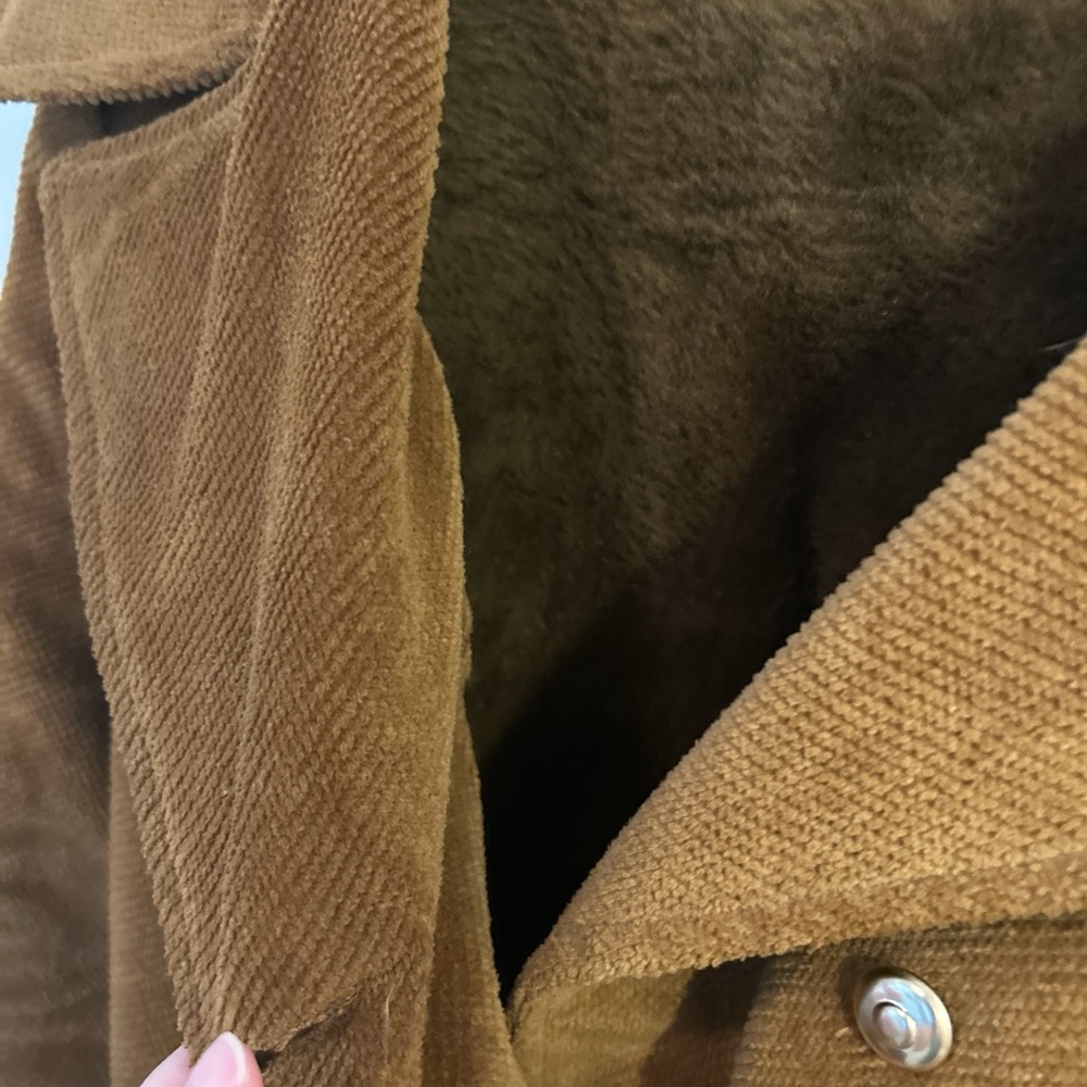 Vintage 1980s Brown Corduroy Swingles Woman’s Overcoat Jacket Belted Lined - Picture 3 of 4